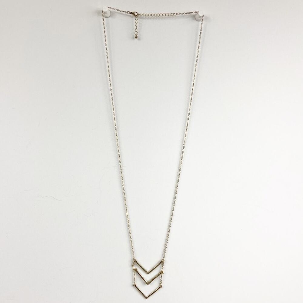 Gold Tone Long Chevron Necklace